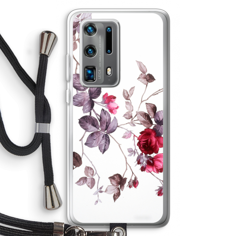 Mooie bloemen: Huawei P40 Pro Plus Transparant Hoesje met koord