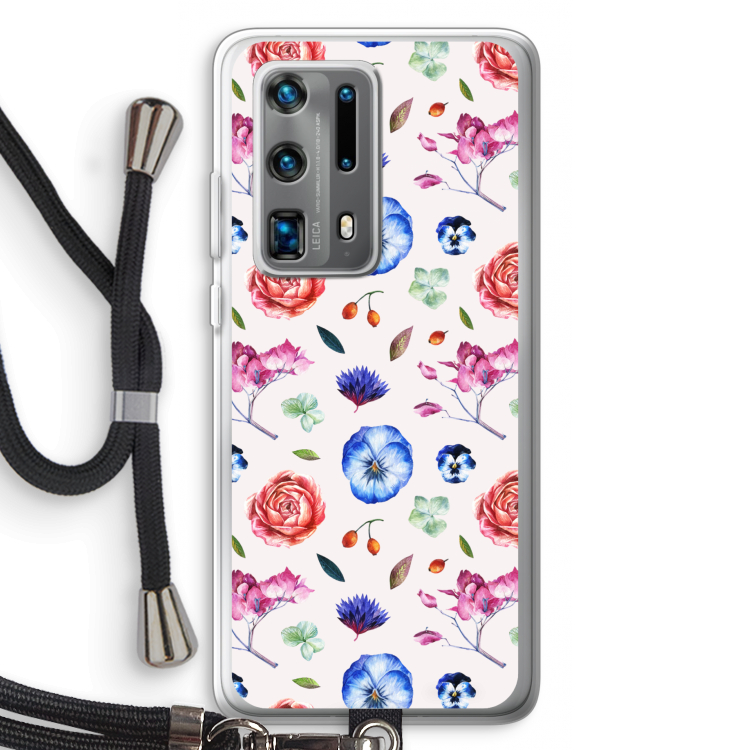 Bloemetjes: Huawei P40 Pro Plus Transparant Hoesje met koord