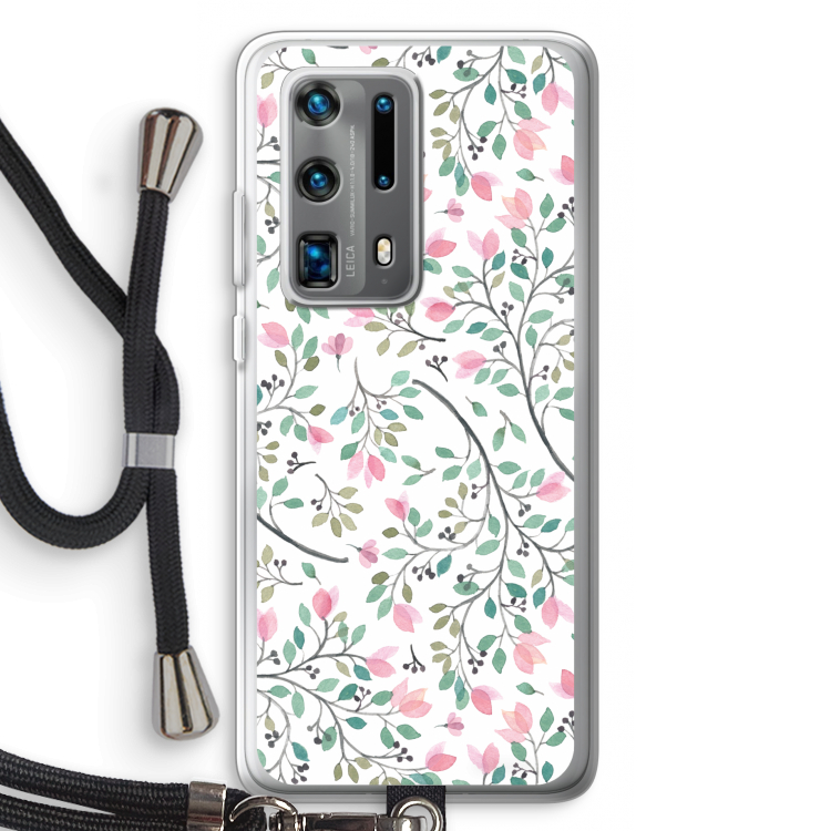 Sierlijke bloemen: Huawei P40 Pro Plus Transparant Hoesje met koord