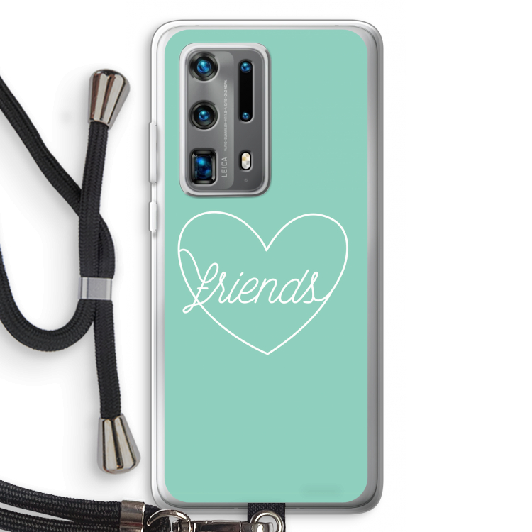 Friends heart pastel: Huawei P40 Pro Plus Transparant Hoesje met koord