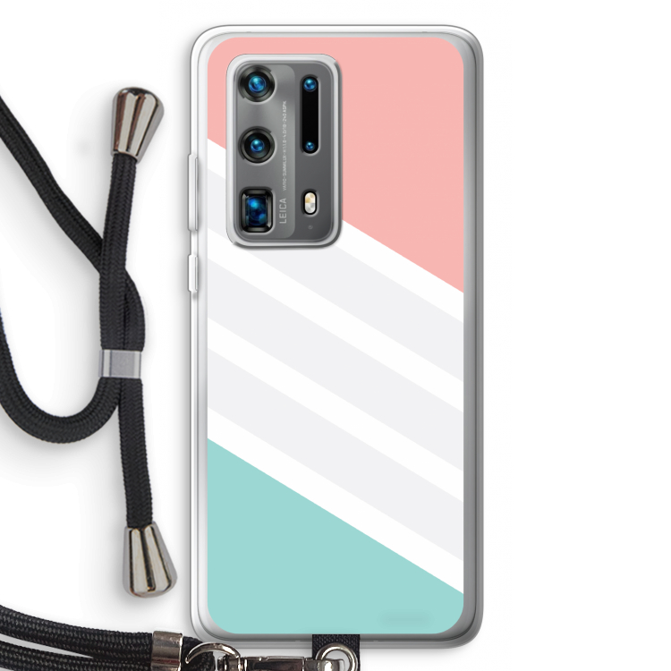 Strepen pastel: Huawei P40 Pro Plus Transparant Hoesje met koord