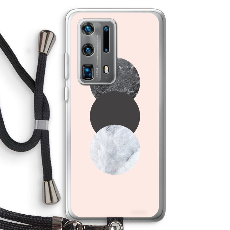 Marmeren cirkels: Huawei P40 Pro Plus Transparant Hoesje met koord