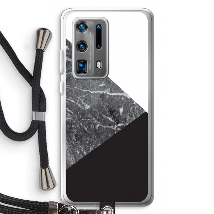 Combinatie marmer: Huawei P40 Pro Plus Transparant Hoesje met koord