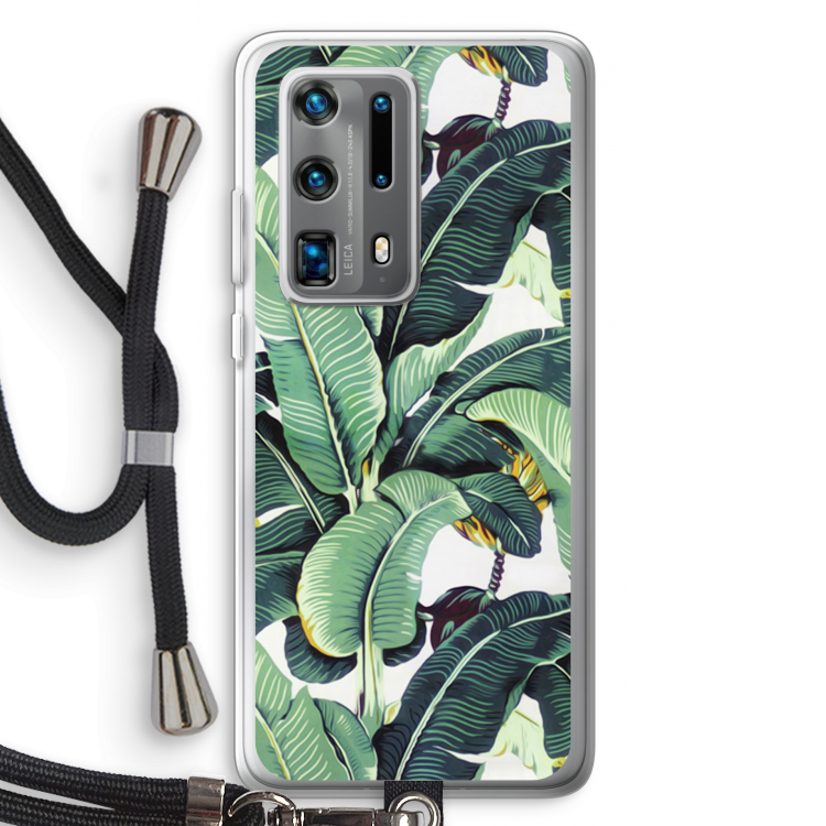 Bananenbladeren: Huawei P40 Pro Plus Transparant Hoesje met koord