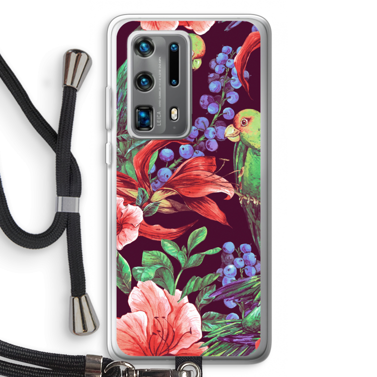 Papegaaien: Huawei P40 Pro Plus Transparant Hoesje met koord