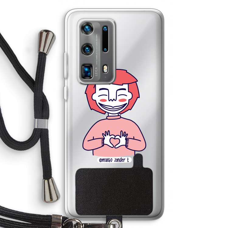 Hartje: Huawei P40 Pro Plus Transparant Hoesje met koord