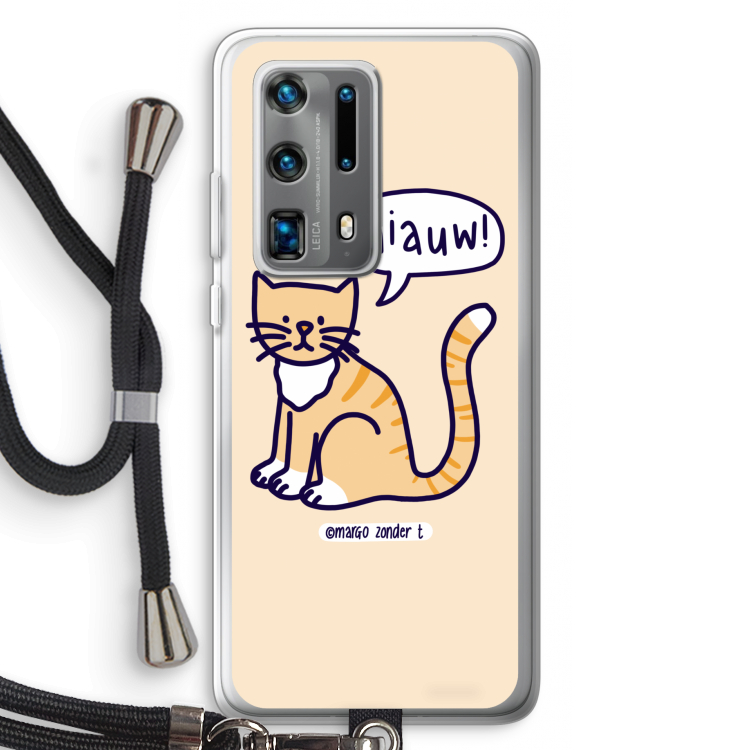 Miauw: Huawei P40 Pro Plus Transparant Hoesje met koord