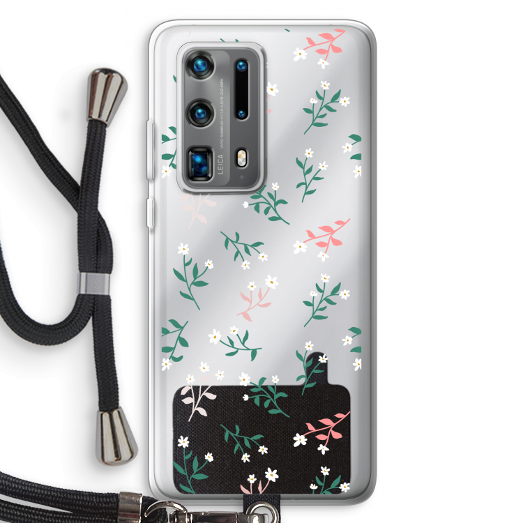 Small white flowers: Huawei P40 Pro Plus Transparant Hoesje met koord