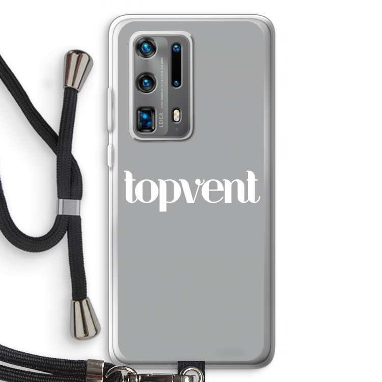 Topvent Grijs Wit: Huawei P40 Pro Plus Transparant Hoesje met koord