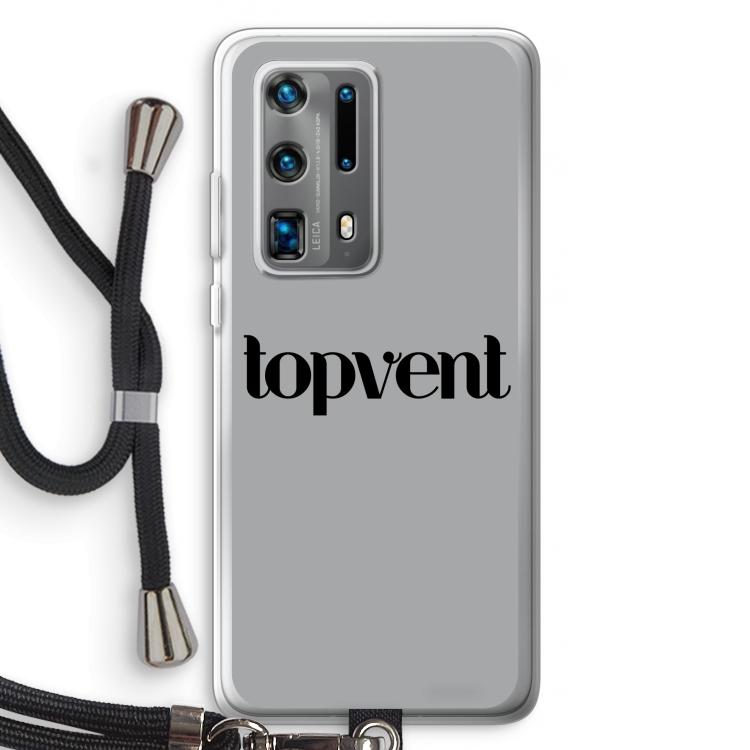 Topvent Grijs Zwart: Huawei P40 Pro Plus Transparant Hoesje met koord