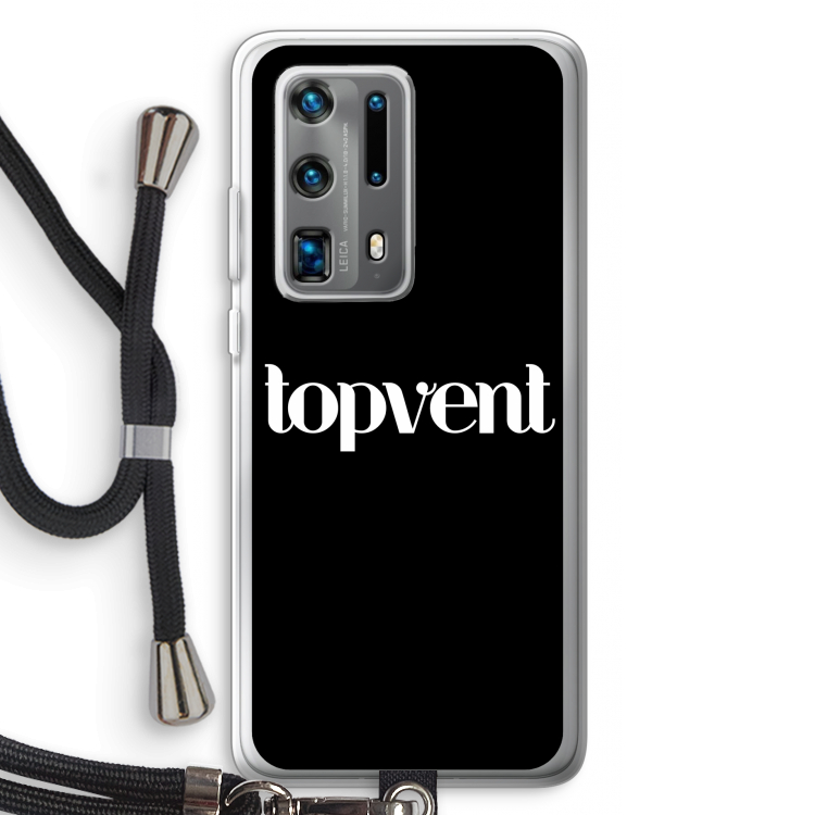 Topvent Zwart: Huawei P40 Pro Plus Transparant Hoesje met koord