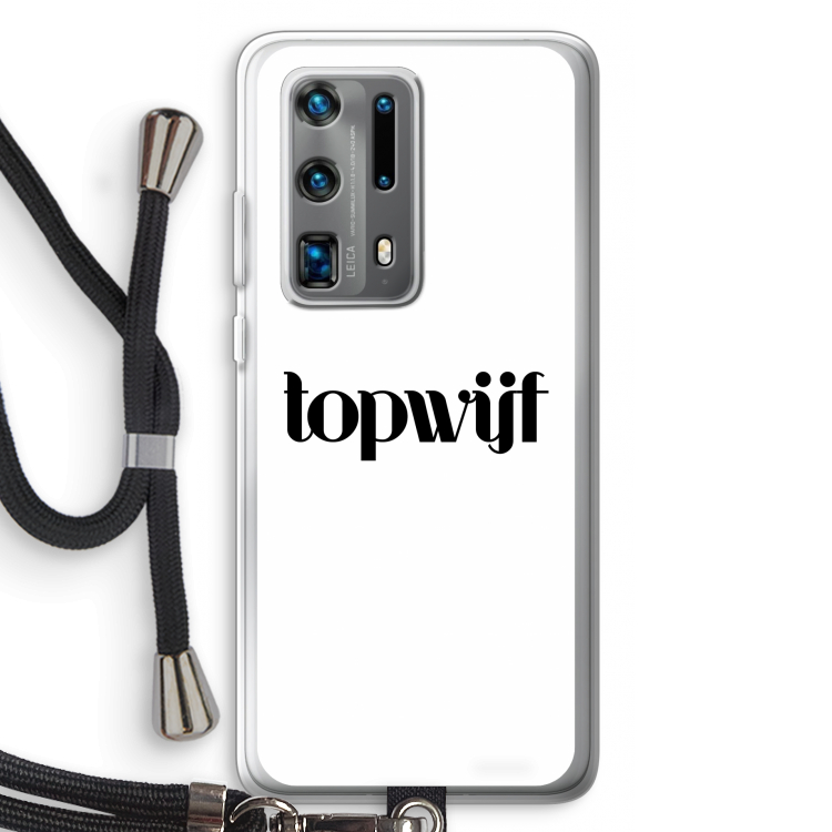 Topwijf Wit: Huawei P40 Pro Plus Transparant Hoesje met koord
