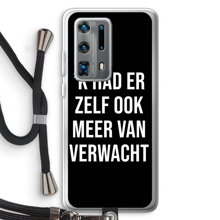 Meer verwacht - Zwart: Huawei P40 Pro Plus Transparant Hoesje met koord