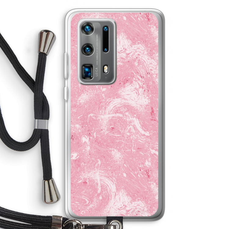 Abstract Painting Pink: Huawei P40 Pro Plus Transparant Hoesje met koord