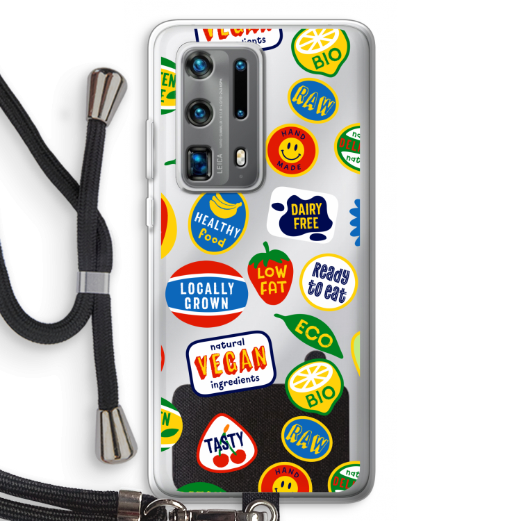 Fruitsticker: Huawei P40 Pro Plus Transparant Hoesje met koord