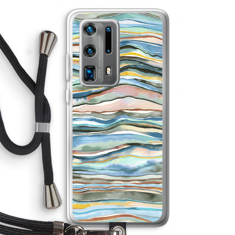 Watercolor Agate: Huawei P40 Pro Plus Transparant Hoesje met koord
