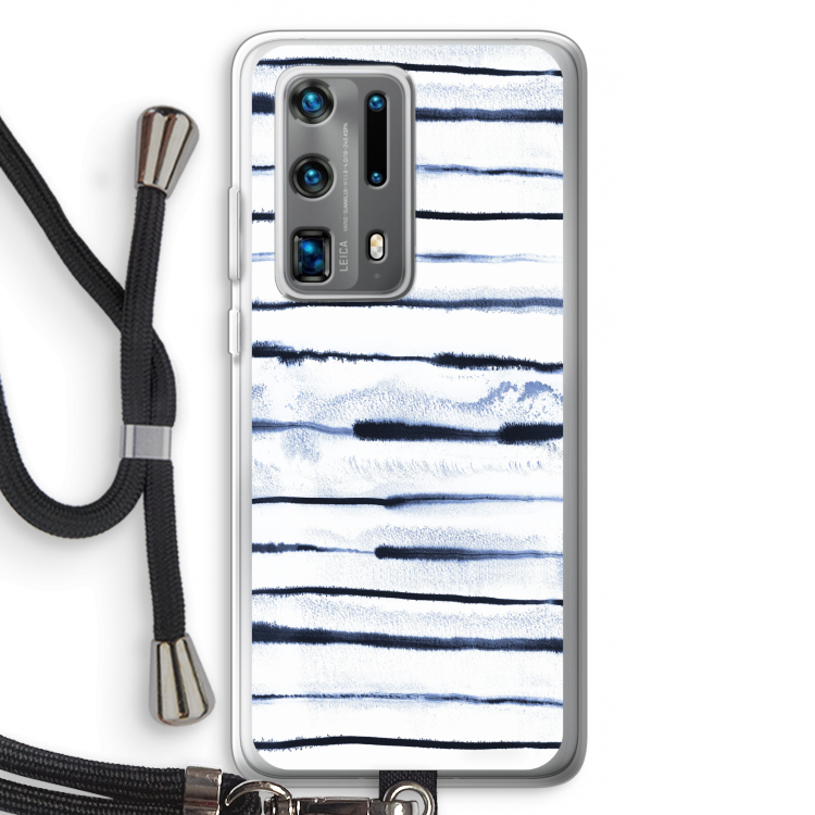 Ink Stripes: Huawei P40 Pro Plus Transparant Hoesje met koord