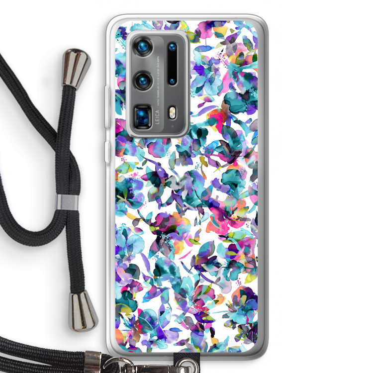 Hibiscus Flowers: Huawei P40 Pro Plus Transparant Hoesje met koord