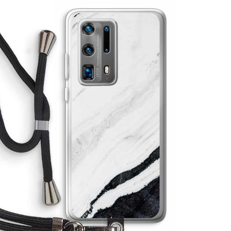 Elegante marmer: Huawei P40 Pro Plus Transparant Hoesje met koord