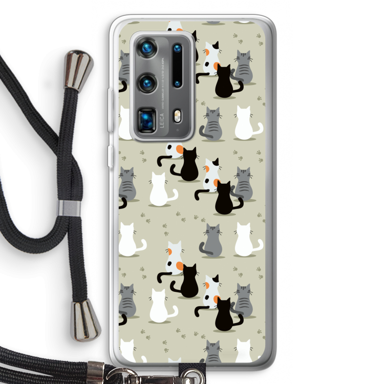 Katten: Huawei P40 Pro Plus Transparant Hoesje met koord