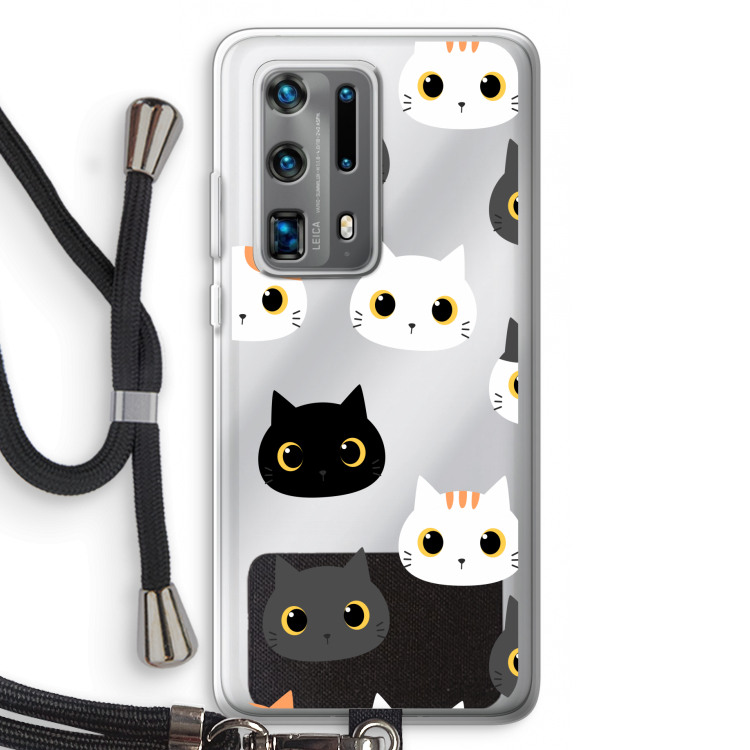 Katten: Huawei P40 Pro Plus Transparant Hoesje met koord