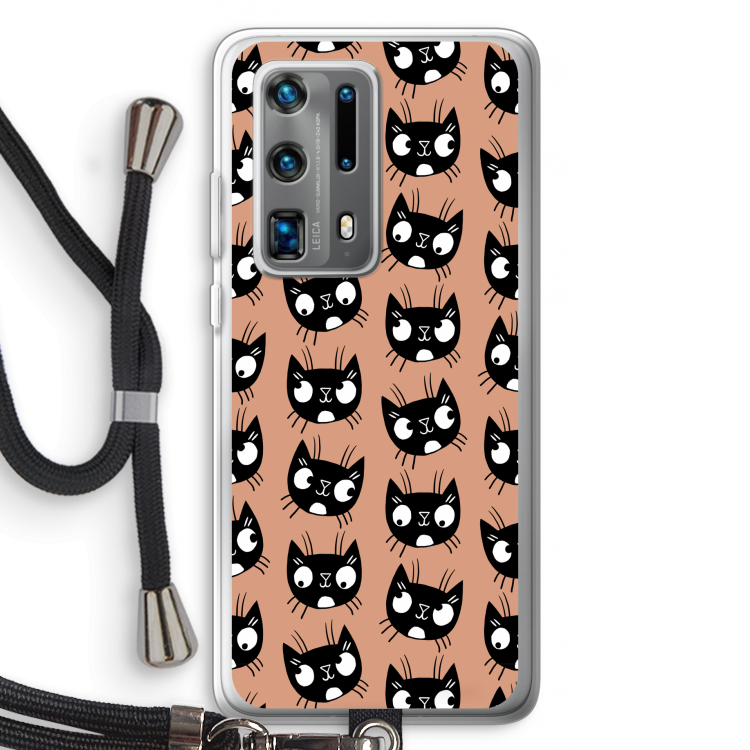 Kat: Huawei P40 Pro Plus Transparant Hoesje met koord