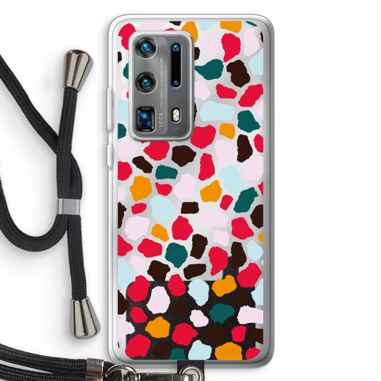 Colored Giraffe: Huawei P40 Pro Plus Transparant Hoesje met koord