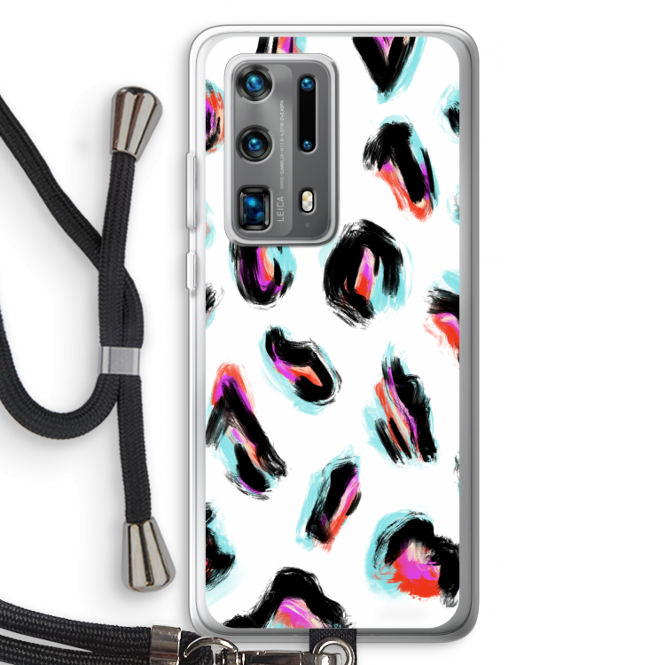 Cheetah color: Huawei P40 Pro Plus Transparant Hoesje met koord