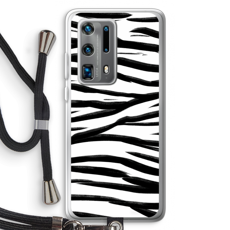 Zebra pattern: Huawei P40 Pro Plus Transparant Hoesje met koord