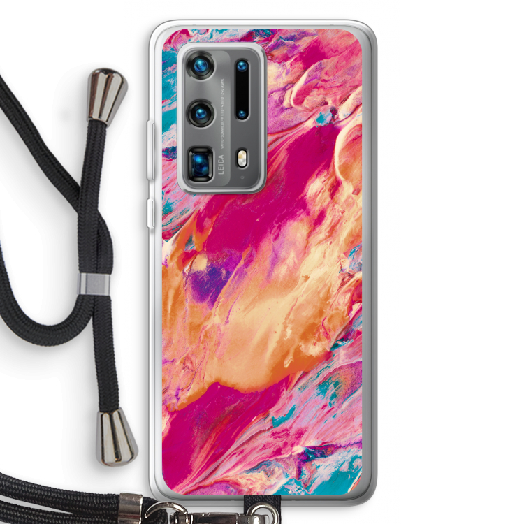 Pastel Echoes: Huawei P40 Pro Plus Transparant Hoesje met koord