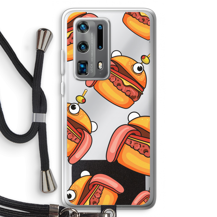 Hamburger: Huawei P40 Pro Plus Transparant Hoesje met koord