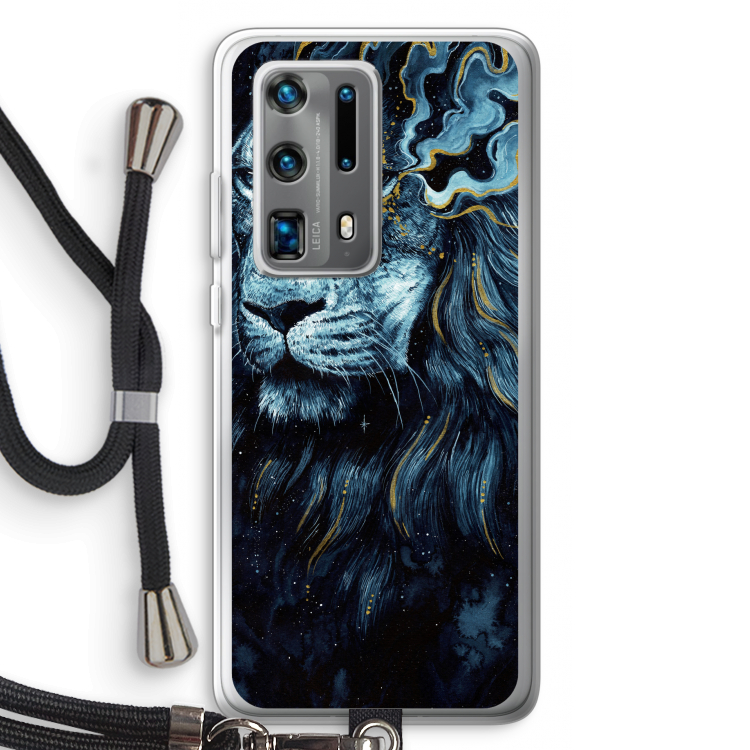 Darkness Lion: Huawei P40 Pro Plus Transparant Hoesje met koord