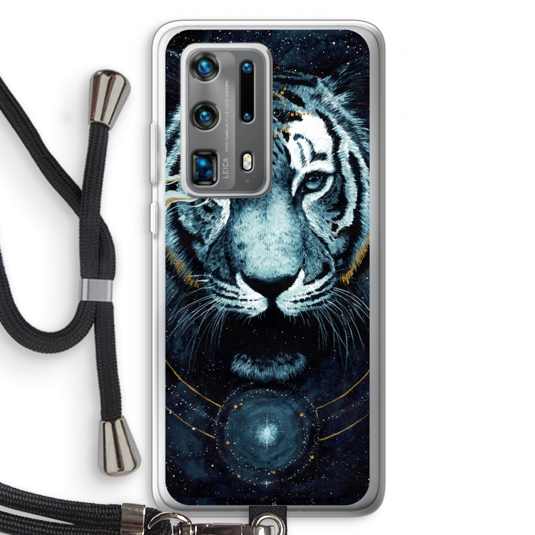 Darkness Tiger: Huawei P40 Pro Plus Transparant Hoesje met koord