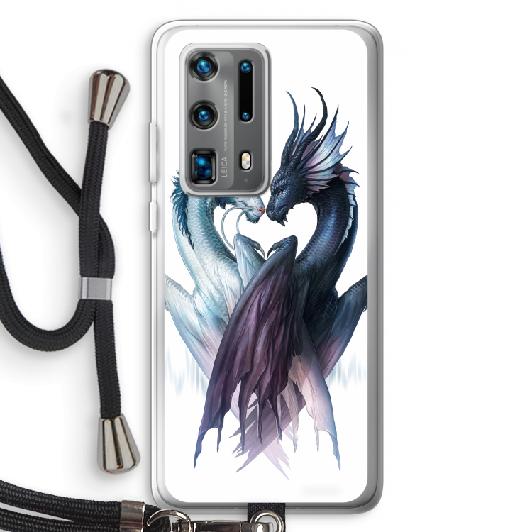 Yin Yang Dragons: Huawei P40 Pro Plus Transparant Hoesje met koord