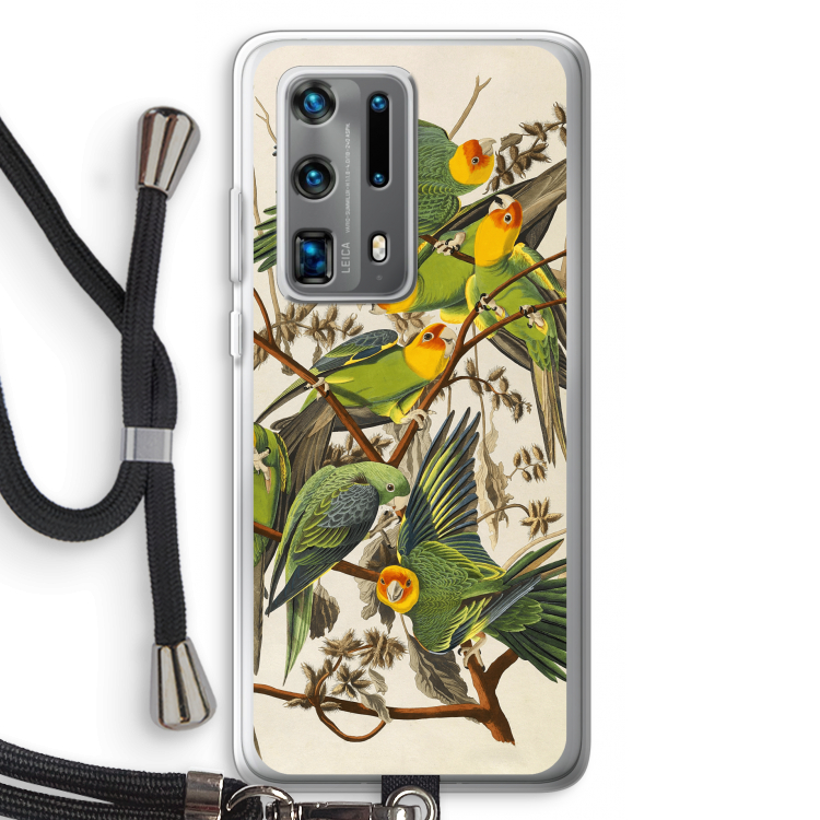 Carolinaparkiet: Huawei P40 Pro Plus Transparant Hoesje met koord