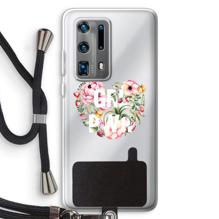 GRL PWR Flower: Huawei P40 Pro Plus Transparant Hoesje met koord