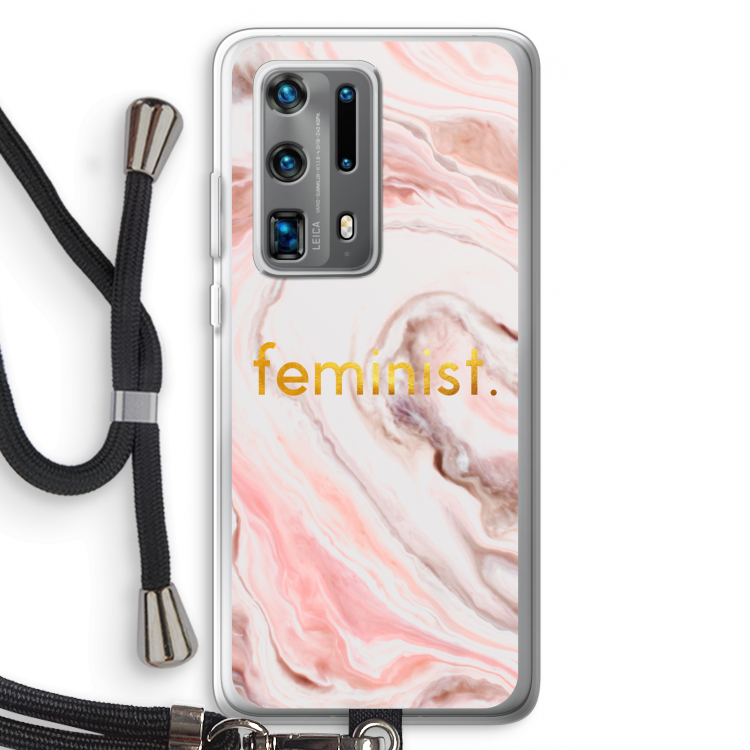 Feminist: Huawei P40 Pro Plus Transparant Hoesje met koord