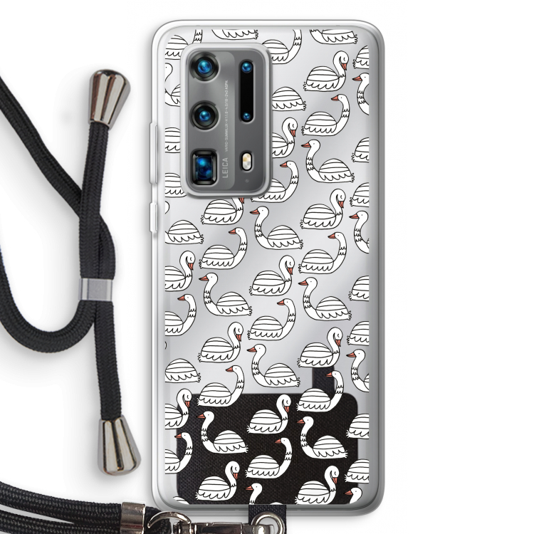 Zwanen: Huawei P40 Pro Plus Transparant Hoesje met koord