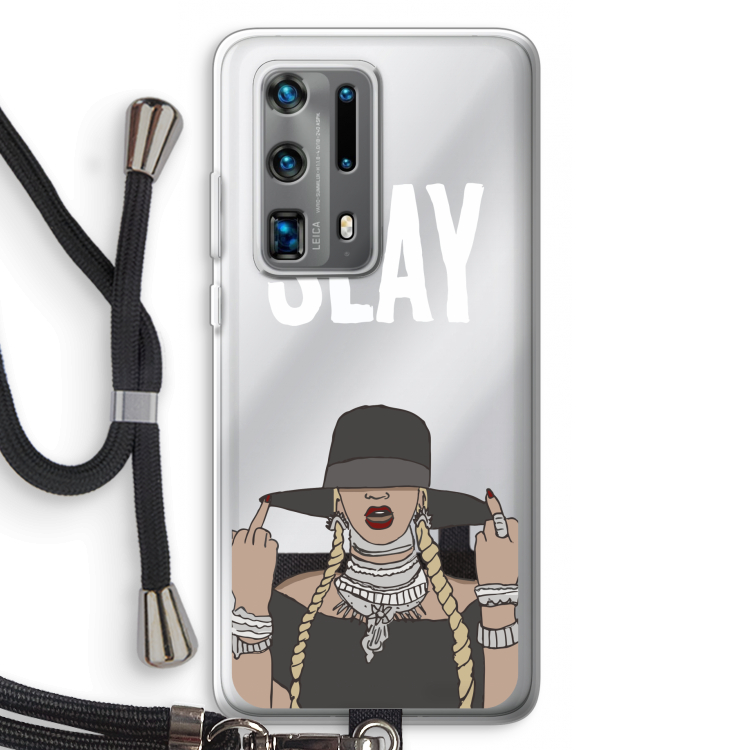 Slay All Day: Huawei P40 Pro Plus Transparant Hoesje met koord