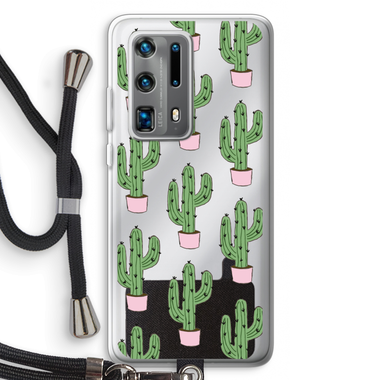 Cactus Lover: Huawei P40 Pro Plus Transparant Hoesje met koord