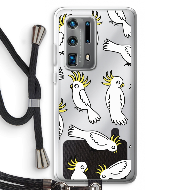 Papegaai: Huawei P40 Pro Plus Transparant Hoesje met koord