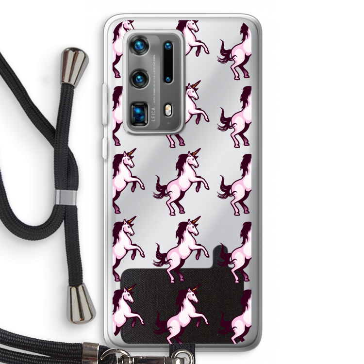 Musketon Unicorn: Huawei P40 Pro Plus Transparant Hoesje met koord