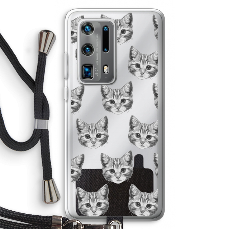Kitten: Huawei P40 Pro Plus Transparant Hoesje met koord