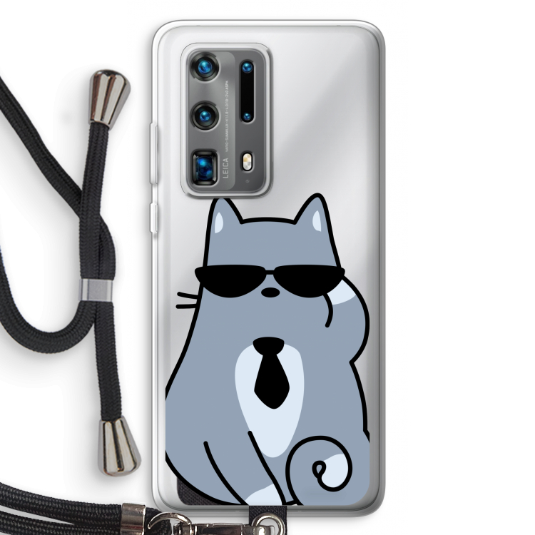 Cool cat: Huawei P40 Pro Plus Transparant Hoesje met koord