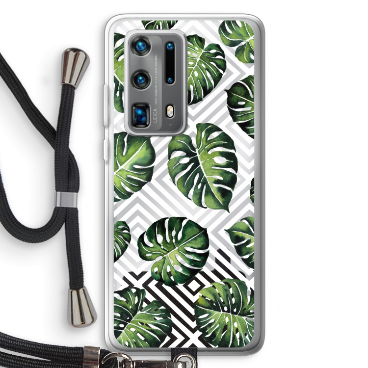 Geometrische jungle: Huawei P40 Pro Plus Transparant Hoesje met koord