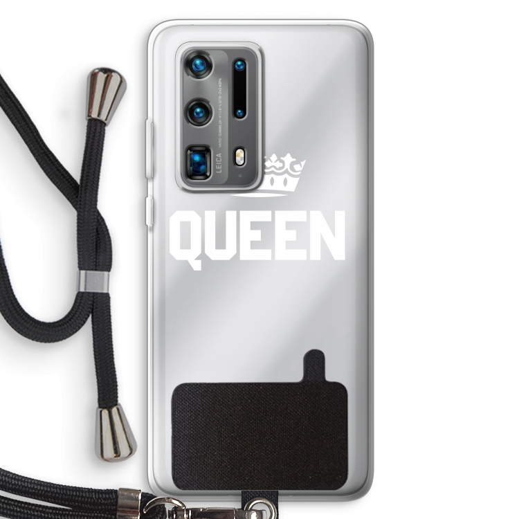 Queen zwart: Huawei P40 Pro Plus Transparant Hoesje met koord