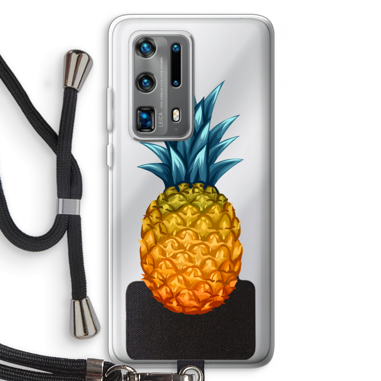 Grote ananas: Huawei P40 Pro Plus Transparant Hoesje met koord