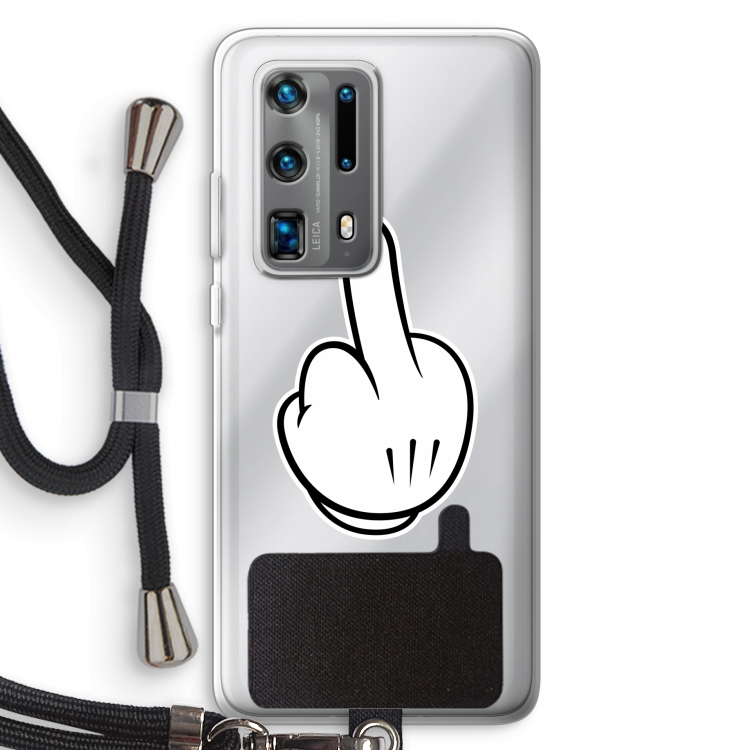 Middle finger black: Huawei P40 Pro Plus Transparant Hoesje met koord