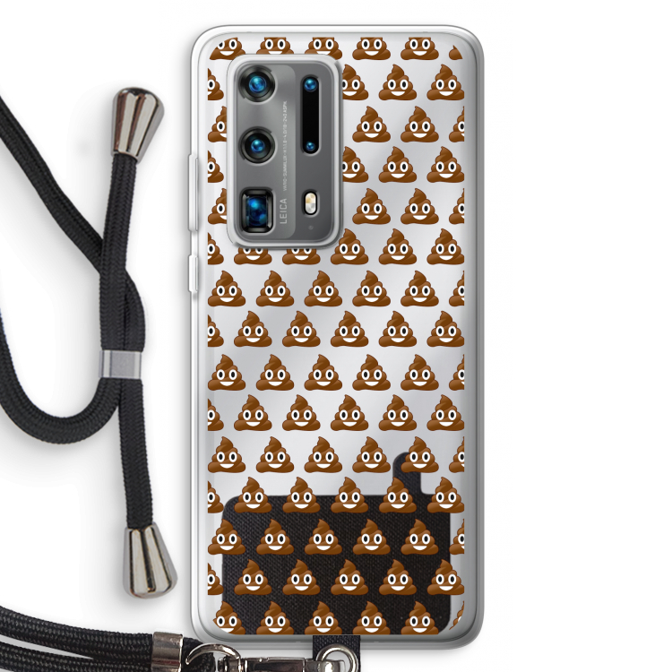 Poop emoji: Huawei P40 Pro Plus Transparant Hoesje met koord