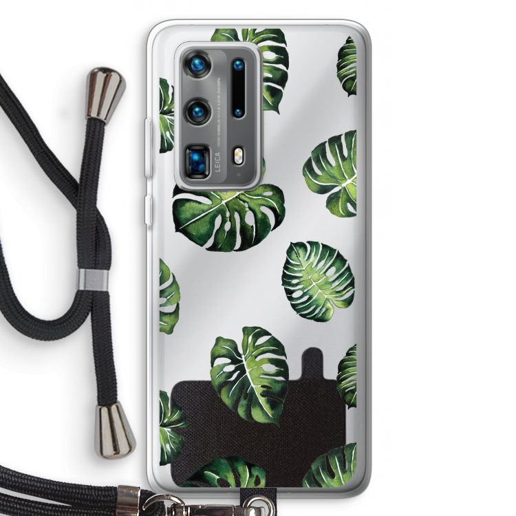 Tropische bladeren: Huawei P40 Pro Plus Transparant Hoesje met koord